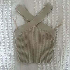 Women's Beige Cross-Strap Top
